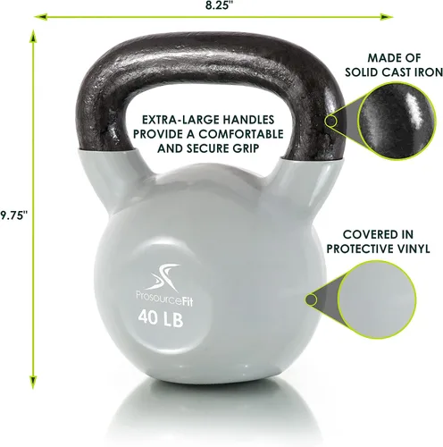 Miniatura 2 de ProsourceFit Vinyl Coated Cast Iron Kettlebells for Full Body Fitness Workouts