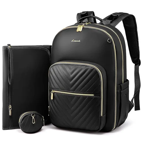 Miniatura 10 de LOVEVOOK - Mochila para pañales, bolso acolchado para bebé con cambiador y porta chupón, mochila impermeable de viaje para pañales para niños