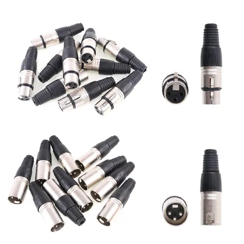 Miniatura 4 de Glarks Paquete de 20 conectores XLR de 3 pines macho/hembra, micrófono de audio, conector de enchufe de audio, carcasa plateada negra