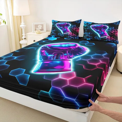 Miniatura 16 de Erosebridal Graffiti Rugby Ball Sheets for Boys Girls Colorful Rugby Helmet Fitted Sheet,Sports Kids Bedding Sets Football Game Bed Sets Twin 2 Piece