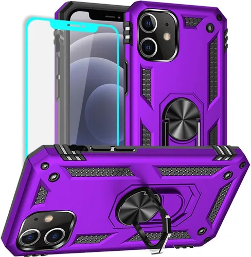 Miniatura 17 de Yiakeng Funda para iPhone 12 Mini: Funda para iPhone 12 Mini con protector de pantalla HD, fundas protectoras de grado militar con anillo para Verde
