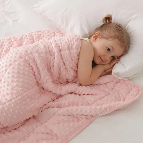 Huloo Sleep Manta con peso para niños, tamaño individual, 7 libras (41 x 60 pulgadas, rosa), transpirable, suave, manta con peso de minky para todas