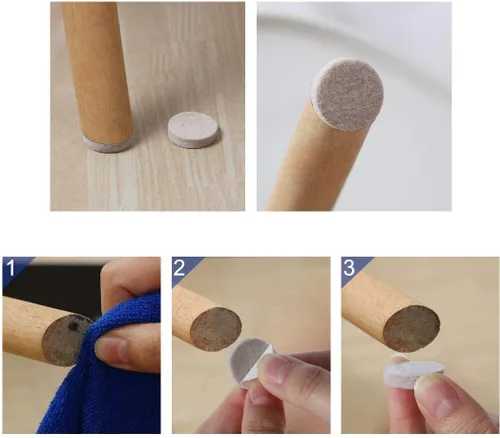 Miniatura 7 de uxcell 50 almohadillas redondas para muebles, 1 1/4 pulgadas, autoadhesivas, antideslizantes, antiarañazos, fieltro, protector de pisos, beige