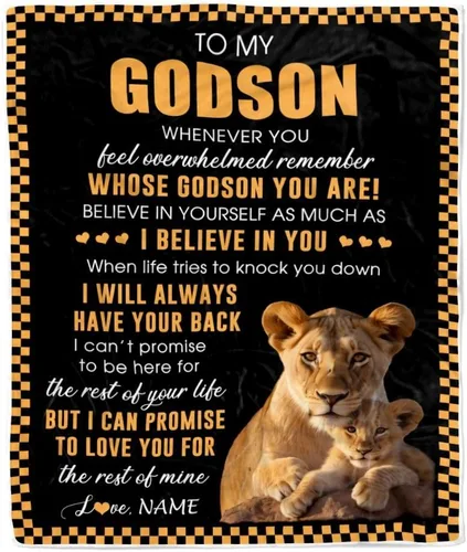 Miniatura 31 de Manta personalizada con texto en inglés «To My Godson», de Godmother Godmother Wolf Moon, My Love for You is Forever Godson Birthday Christmas