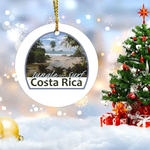 Miniatura 5 de Adornos navideños de Costa Rica, selva y surf, paisaje de playa, adorno de cerámica, decoración del hogar, colgantes colgantes, adorno de Navidad