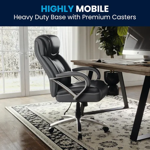 Miniatura 6 de Flash Furniture HERCULES Series Big & Tall - Silla de oficina ergonómica giratoria ejecutiva LeatherSoft de 500 libras con asiento extra ancho