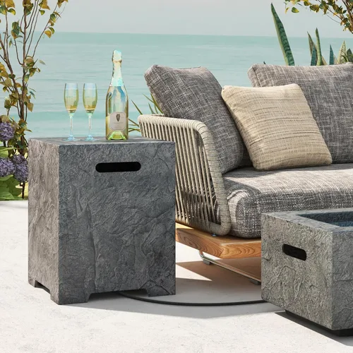 Miniatura 2 de Tangkula Mesa de cubierta de tanque de propano, cubierta de almacenamiento para tanque de gas al aire libre con almohadilla ajustable para los pies