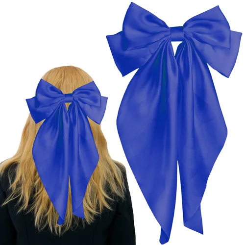 Miniatura 12 de Pufandor - Lazo para el cabello de satén sedoso para mujeres, lazos rojos para niñas, pasadores de lazo, cola larga con clips, lazos grandes