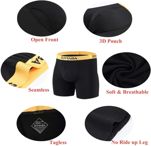 Miniatura 2 de Calzoncillos tipo bóxer de pierna larga para hombre, con bolsa que no se sube, de bambú, transpirables