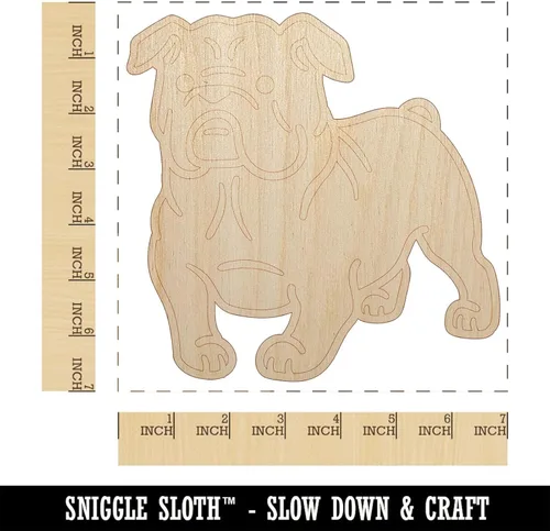 Miniatura 2 de Bulldog Inglés de pie de perro de pie con forma de madera sin terminar para proyectos de manualidades de bricolaje, 1/8 de pulgada de grosor