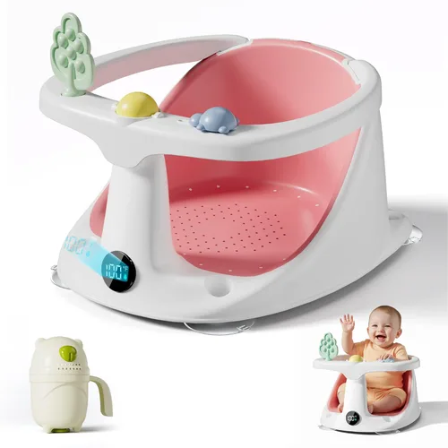 Miniatura 10 de Asiento de baño para bebés de 6 meses en adelante, asientos de bañera para bebés sentados con taza de enjuague, antideslizante, cómodo, esenciales