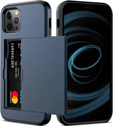 Miniatura 36 de Nvollnoe Funda para iPhone 12/12 Pro con Portarjetas [Almacena 5 Tarjetas] Funda Cartera de Doble Capa Resistente de Servicio Pesado a Prueba