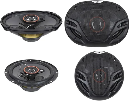 Par de altavoces Alphasonik AS2629P de 6.5" 350W máx. de 3 vías más altavoces coaxiales de 6x9" 500W máx. de 3 vías para audio de coche o camión de