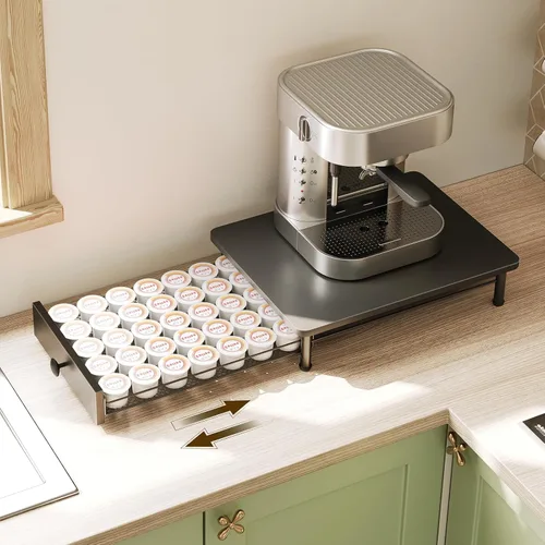 Miniatura 4 de YATINEY Soporte para cajones de cápsulas de café, cajón de cápsulas de café para taza K, organizador de almacenamiento de cápsulas de café de Negro