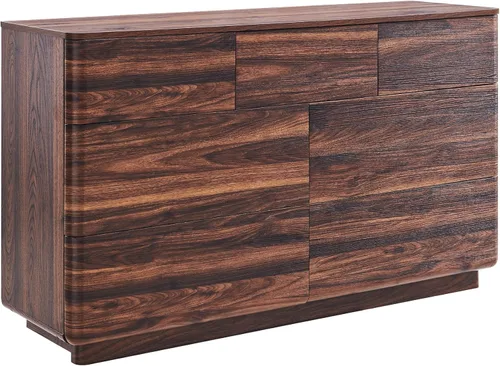 Miniatura 9 de JXQTLINGMU Cómoda de 7 cajones para dormitorio, cajonera moderna de empujar para abrir, gran almacenamiento de madera con perfil curvado y diseño