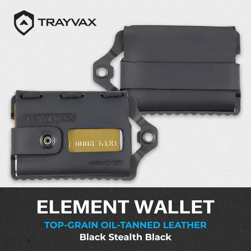 Miniatura 2 de Trayvax Element Wallet, RFID bolsillo frontal para tarjetas de crédito con clip para dinero, cartera minimalista de cuero delgado de metal