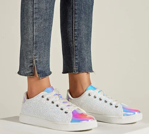 Miniatura 9 de LUCKY STEP - Tenis de moda para mujer, con brillantina y cordones
