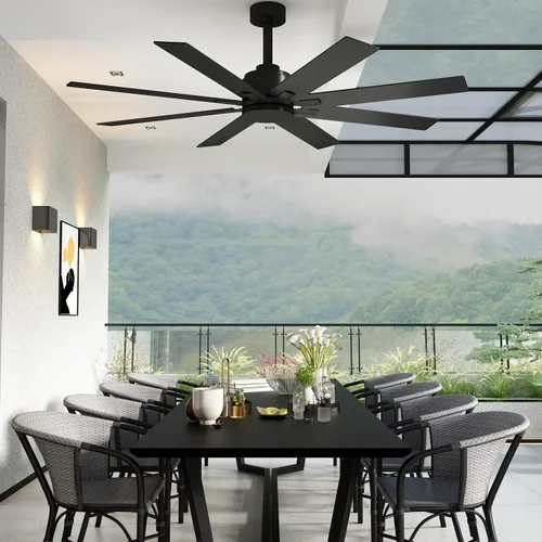 Miniatura 7 de Ventilador de techo grande de 65 pulgadas con aspas de ventilador de doble cara y control remoto, ventiladores de techo de madera, motor reversible