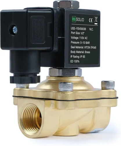 Miniatura 2 de U.S. Solid Válvula solenoide de latón de 1/2" -110V 120V AC, normalmente cerrada, válvula eléctrica de 10 bar para agua, aire, diesel