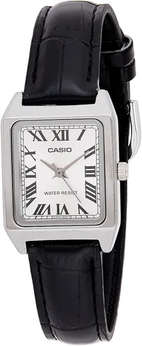 Casio LTP-V007L-7B1 - Reloj de vestir rectangular de cuero para mujer esfera romana plateada plateado Movimiento de cuarzo