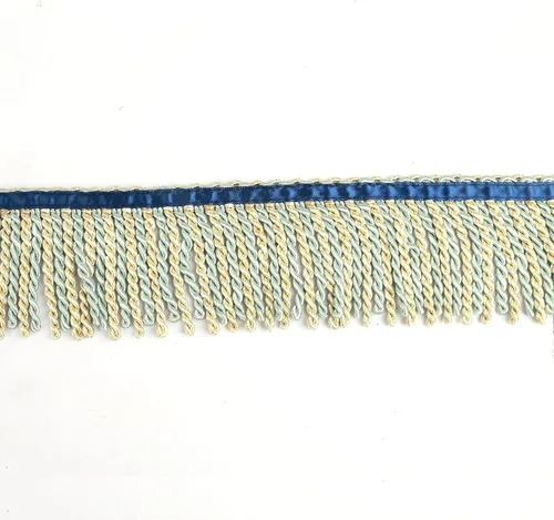 Miniatura 2 de BEL AVENIR Cortina con flecos de lingote con cinta azul de 5.3 yardas x 3 pulgadas, adornos de tela para costura de bricolaje, decoración