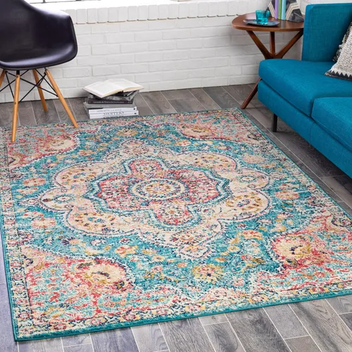 Artistic Weavers Romaine - Alfombra vintage con medallón, 2 pies x 3 pies, celeste Azul cielo