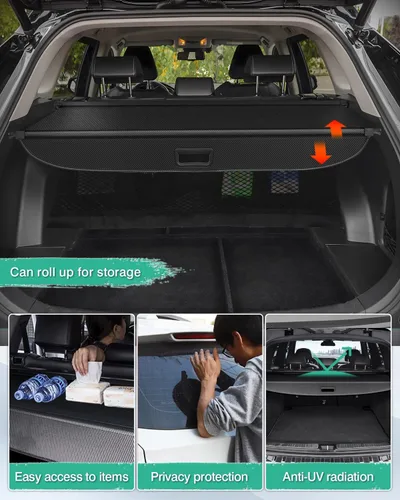 Miniatura 5 de Powerty Cubierta de carga retráctil para Toyota RAV4 2019-2025 - Cubierta de maletero con textura de fibra de carbono, pantalla de privacidad
