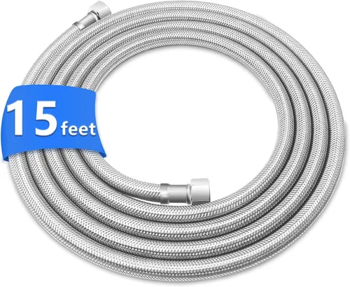 Miniatura 7 de 4FT Stainless Steel Braided Water Supply Line for Dishwasher, Brass 3/8 Inch Compression x 3/8 Inch Compression Connections, Food Grade PEX Inner