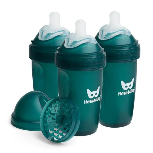 Miniatura 7 de Herobility - Biberones dobles anticólicos para bebé – 240 ml/8.5 fl oz – paquete de 3 – Melocotón A7) Melocotón
