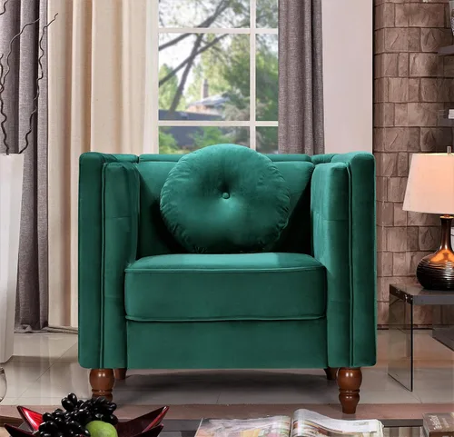 Miniatura 6 de Container Furniture Direct Lexie - Sillas decorativas tapizadas de terciopelo de estilo moderno de mediados de siglo, acogedoras sillas decorativas