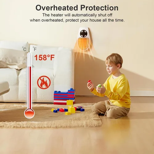 Miniatura 2 de Calentador de Espacio de Pared con Enchufe Inteligente Mejorado, 450W Calentador Eléctrico Portátil Pequeño y Seguro Programable, Termostato