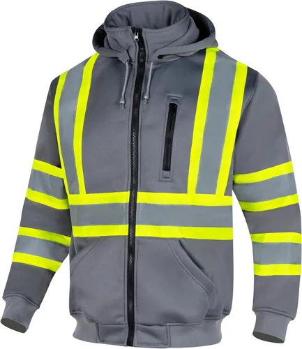 Miniatura 10 de VENDACE Sudadera de forro polar reflectante de alta visibilidad ANSI Clase 1 con capucha desmontable para hombres (Azul real, L)