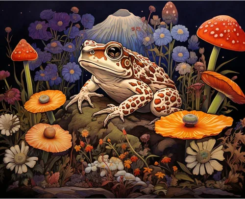 Miniatura 9 de Kits de pintura de bosque de hongos para adultos, pintura natural por números para adultos sobre lienzo, flores, pintura al óleo, arte acrílico