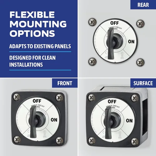 Miniatura 4 de Blue Sea Systems 6005200 m-Series interruptor aislador de batería ON/OFF con llave de bloqueo, Negro