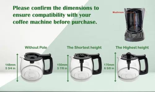 Miniatura 5 de Jarra de café universal de repuesto de vidrio de 12 tazas, compatible con múltiples marcas de cafetera, mango negro