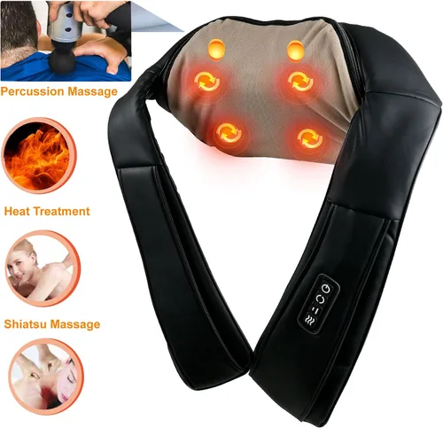Miniatura 4 de Carepeutic Masajeador 3D total de cuello y hombros con movimiento de amasamiento y percusión con calor, masajeador 2 en 1 con reposabrazos/asas