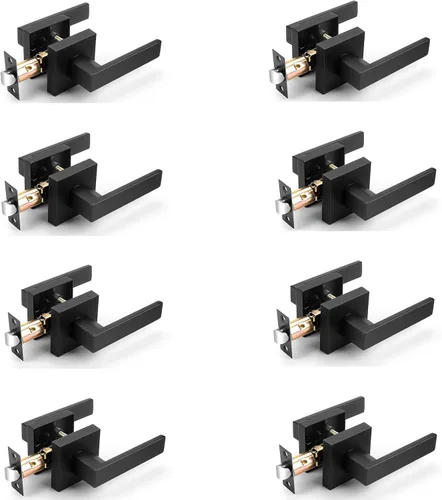Miniatura 162 de Probrico Paquete de 4 manijas de puerta simuladas en negro mate, manijas interiores que no giran, manijas reversibles resistentes para interiores