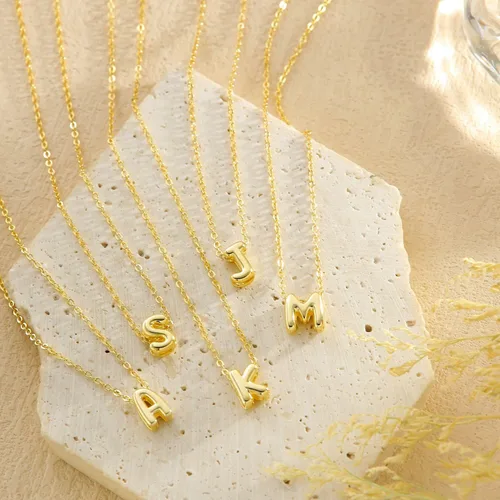 Miniatura 7 de Collar de letras doradas y plateadas, con inicial en capas para mujer, pequeños collares con dije, gargantilla delicada, collar lindo apilable