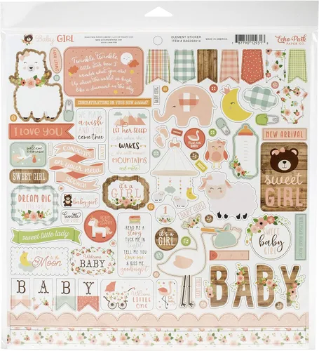 Miniatura 2 de Echo Park Paper Company Baby Girl Collection Kit papel, rosa, amarillo, verde, azul, 12-x-12-Inch