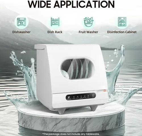 Miniatura 8 de Mini lavavajillas de encimera de 1200 W, control de panel completo, lavadora de platos portátil y compacta, 5 programas de lavado de 2 a 6