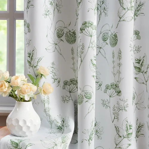 Miniatura 21 de FMFUNCTEX - Cortinas 100% blackout, 63 pulgadas de largo, estampado floral, aislamiento térmico, bolsillo para cortinero, 2 paneles, estilo granja