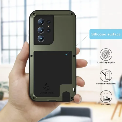 Miniatura 7 de LOVE MEI Funda militar resistente para Samsung Galaxy S22 Ultra, sin protector de pantalla de vidrio templado, a prueba de golpes, a prueba de Verde
