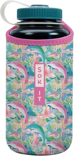 Miniatura 57 de Sok It BotlSok Funda para botella de agua con cubierta de neopreno aislante (Floral abstracto, se ajusta a CamelBak o Nalgene de 12 onzas)