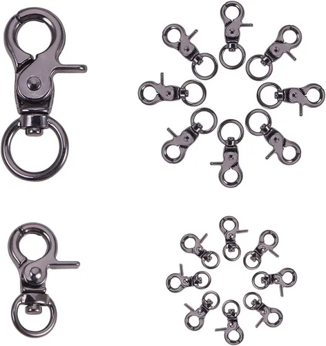 Miniatura 9 de PandaHall - 16 cierres de pinza de langosta de metal de 2 tamaños, cordones giratorios para llavero, llaveros, bolsas de bricolaje, colgantes