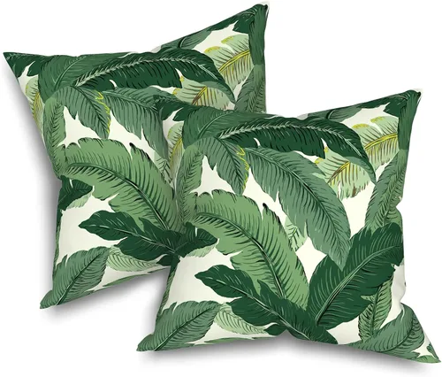 Miniatura 893 de Juego de 2 almohadas para exteriores de 16 x 16 pulgadas, repelentes al agua con interiores, para muebles de patio, hogar, jardín, geometría bohemia