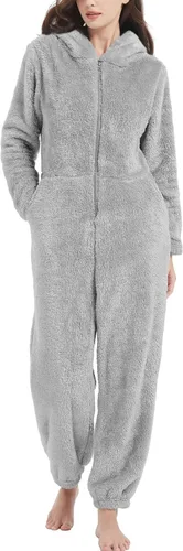 Miniatura 2 de COZYPOIN Pijama con capucha de forro polar para mujer, con cremallera, ropa de dormir con orejas
