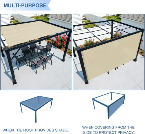 Miniatura 6 de E&K Sunrise - Toldo rectangular de 20 x 30 pies, con ojales de anillo en D, bloqueo UV, para pérgola, patio trasero, jardín, terraza (beige)