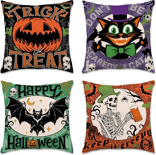 Miniatura 15 de pinata Juego de 4 fundas de almohada de otoño de 18 x 18 pulgadas, almohadas decorativas de otoño para sofá, hogar y exterior, decoración de otoño