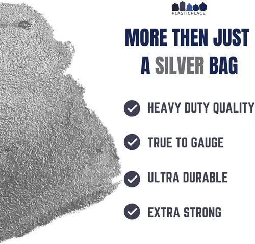Miniatura 7 de Plasticplace Bolsas de basura de 32-33 galones │ 1.5 mil │ Revestimientos plateados para botes de basura │ 33 pies x 39 pulgadas (100 unidades)