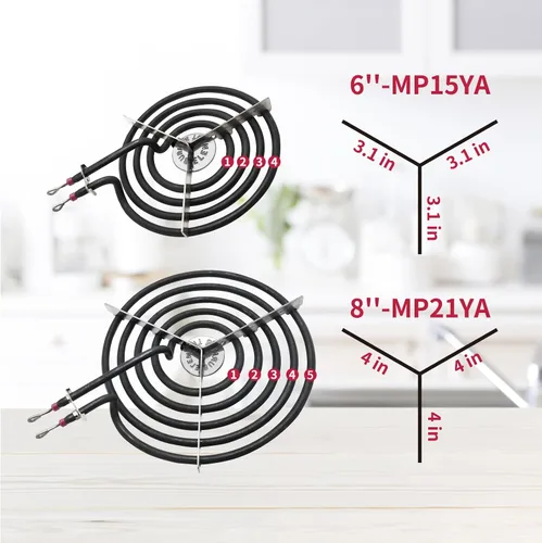 Miniatura 7 de Juego de Reemplazo de Cuerpo de Quemador de Estufa Eléctrica MP22YA & W10290350 W10290353 Juego de 4 Bandejas de Goteo Negras - Se Ajusta